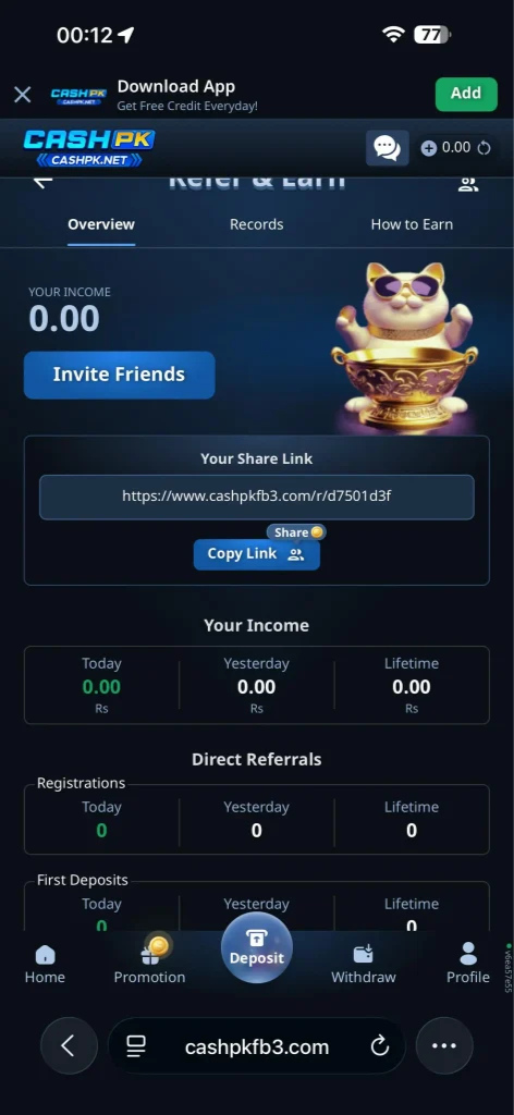 Cashpk Game login