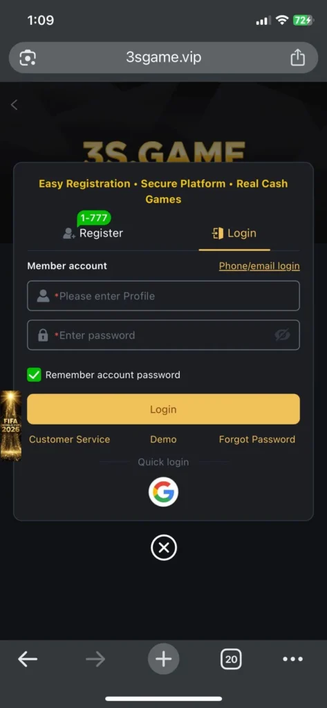 3S Game login