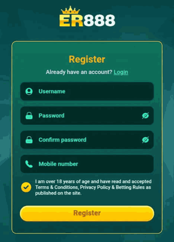 ER888 game REGISTER